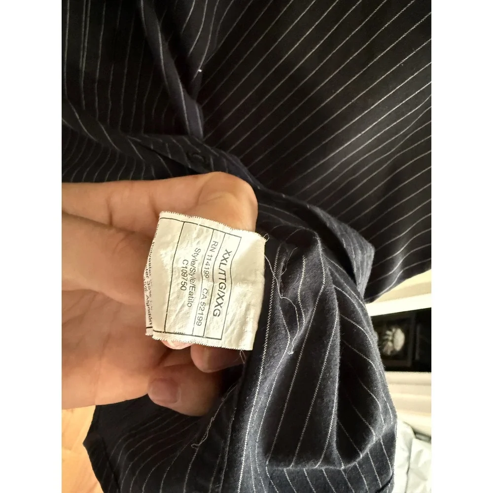 Quiksilver Pinstripe Graphic Button Down Shirt Size XXL Black White